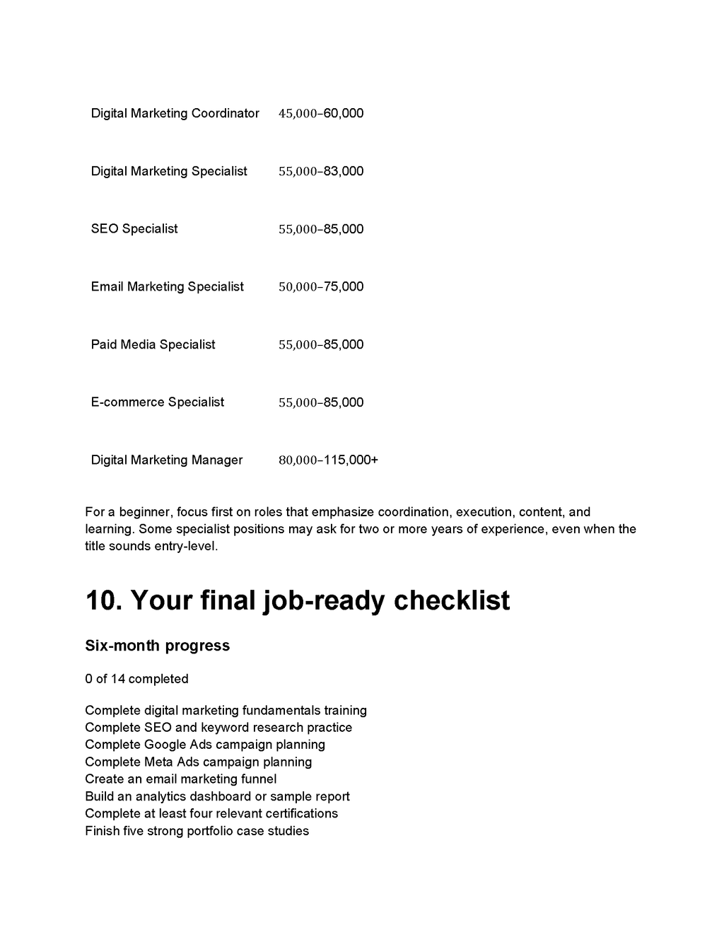 Digital Marketing Specialist & Marketing Analyst Training